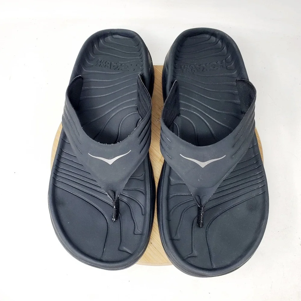 Hoka Ora Recovery Flip Sandals Mens 10 Black Pool Beach Comfort Slip On Shoes